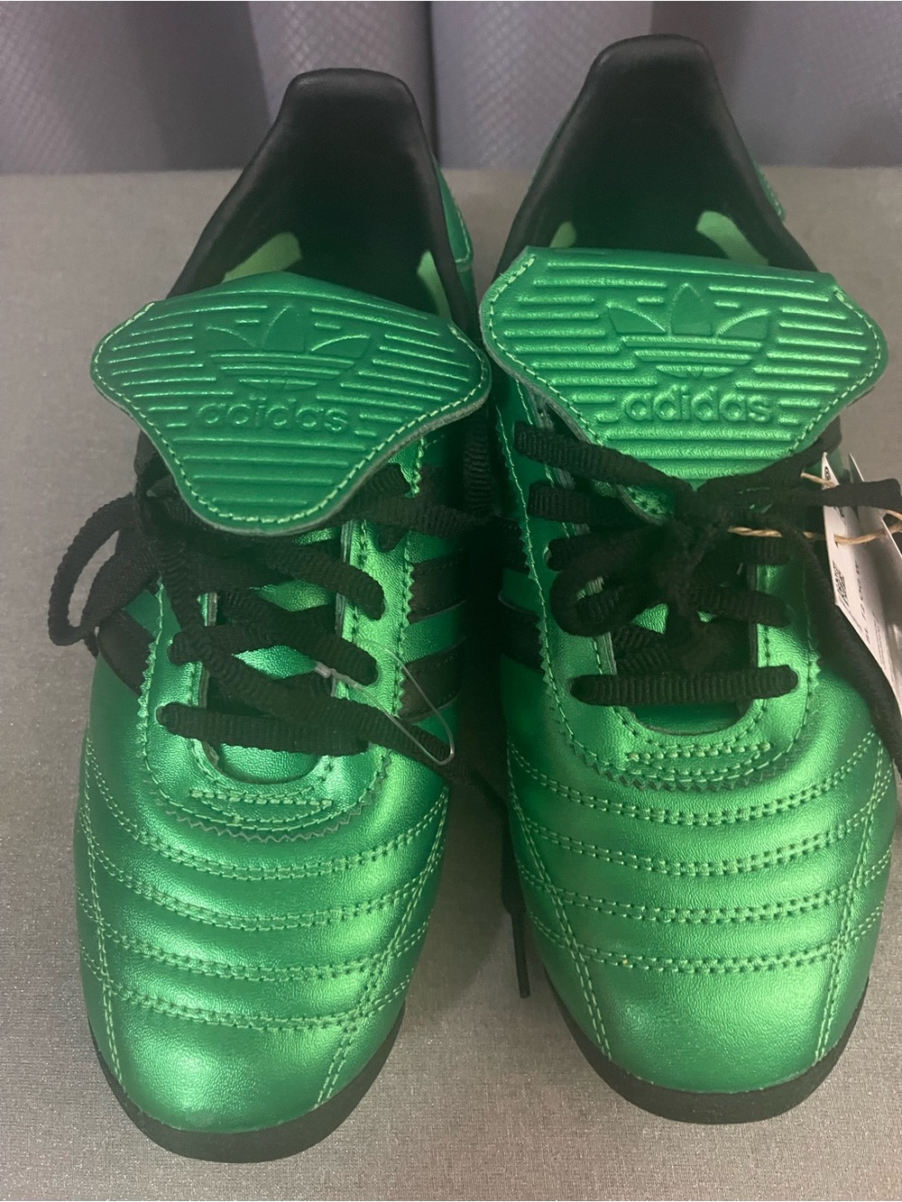 adidas Shiny Green Retro Soccer-Style Sneakers